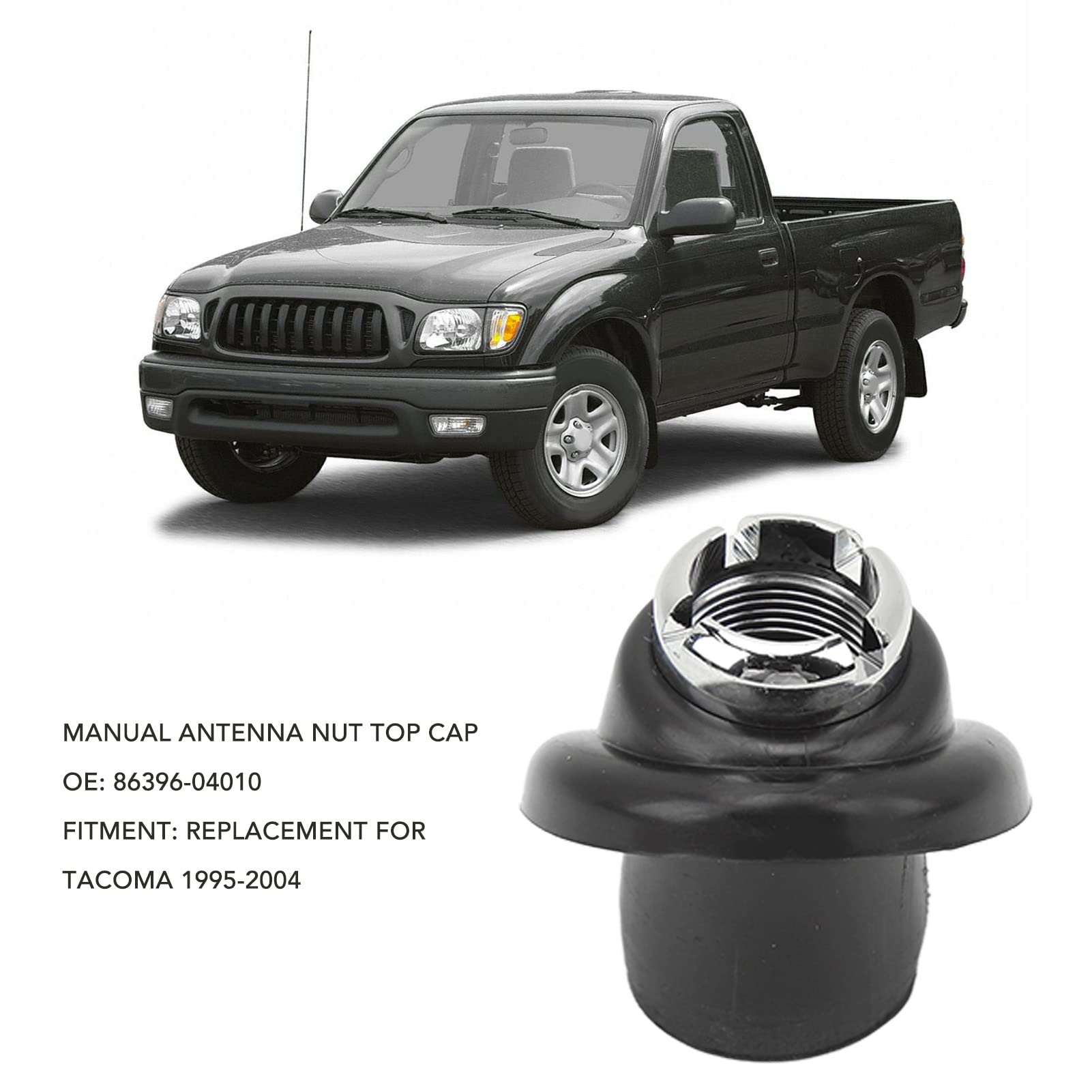 Manual Antenna Nut Top Cap, Manual Antenna Nut Top Cap Rubber 86396-04010 Replacement For Tacoma 1995-2004