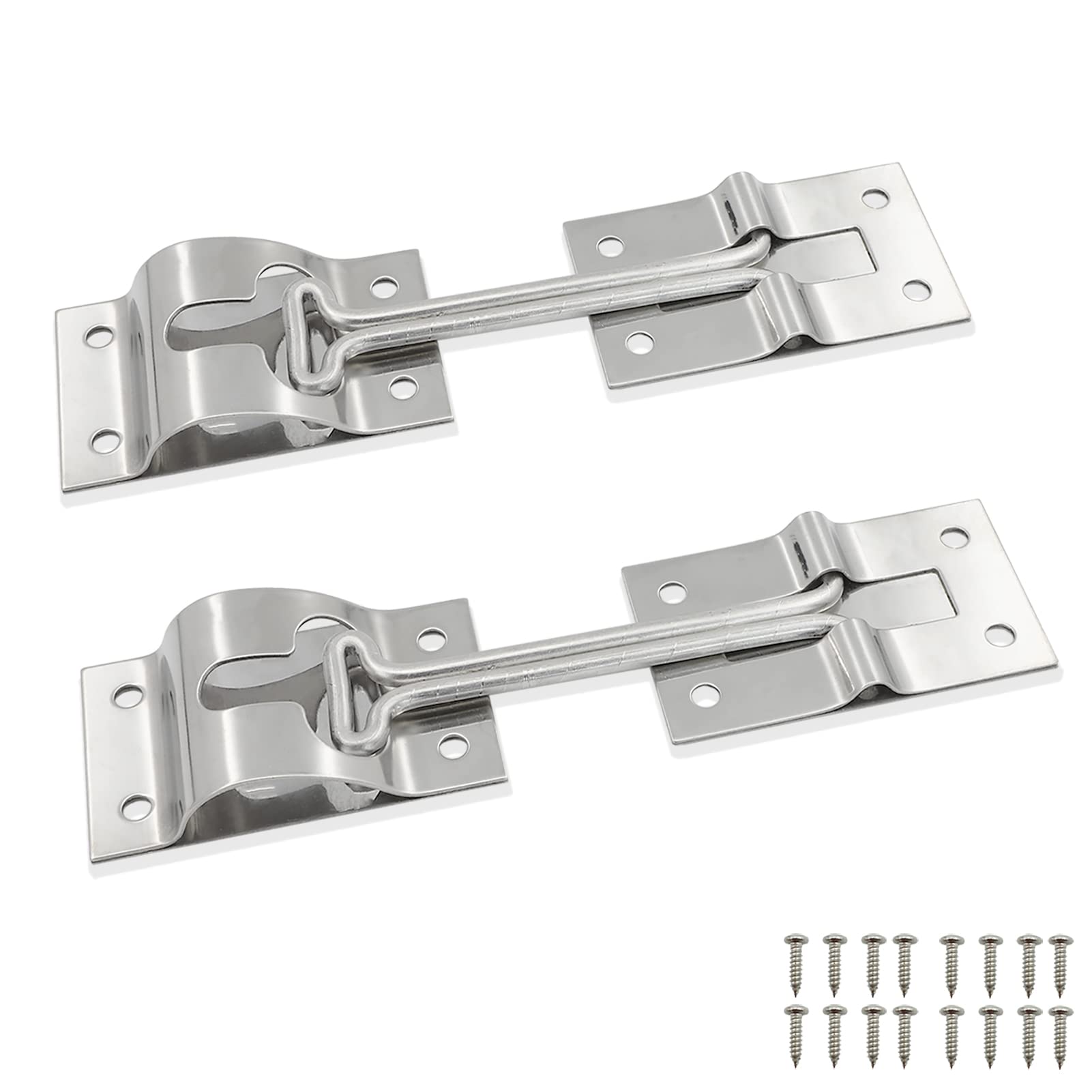 ESUDNT Stainless Steel Rv Door Holder Latch Catch for Trailer,Camper,Cargo,Truck(2 Pack, 4 Inch, Come with Screws)