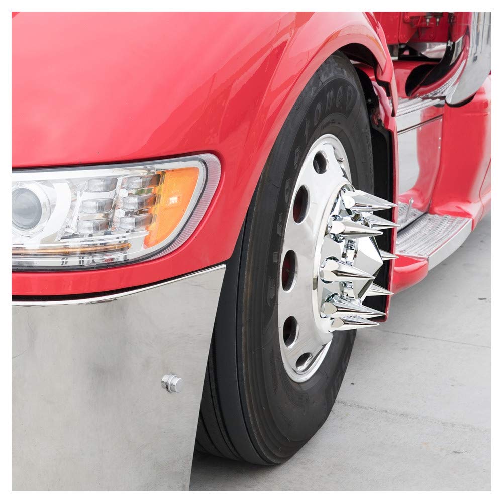 United Pacific 10569Cb - Wheel Lug Nut Cover Set - 33Mm X 4-3/4&quot; Chrome Super Spike Nut Cover - Thread-On (60 Pack)