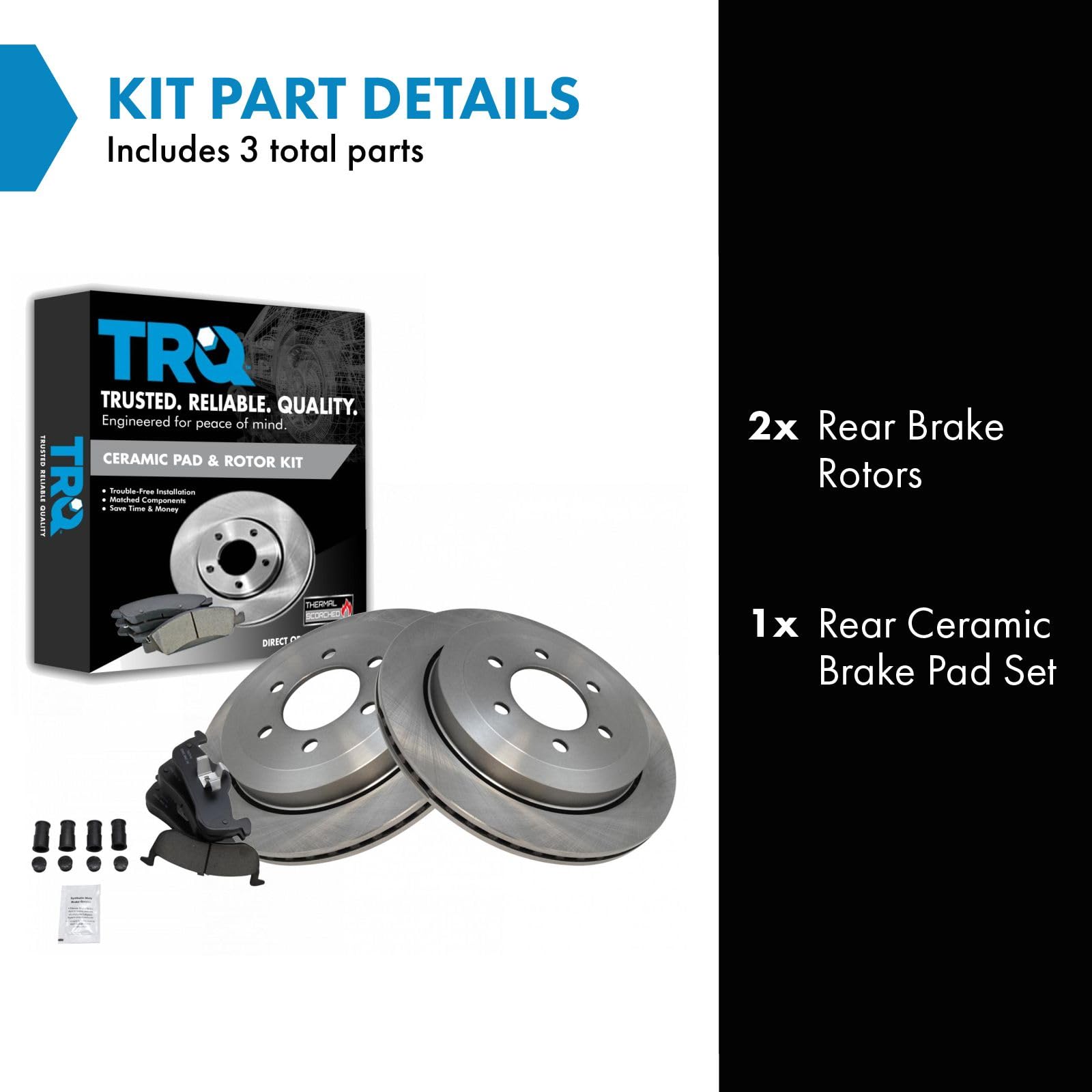 Trq Rear Premium Posi Ceramic Disc Brake Pads & Rotor Kit For Ford Lincoln