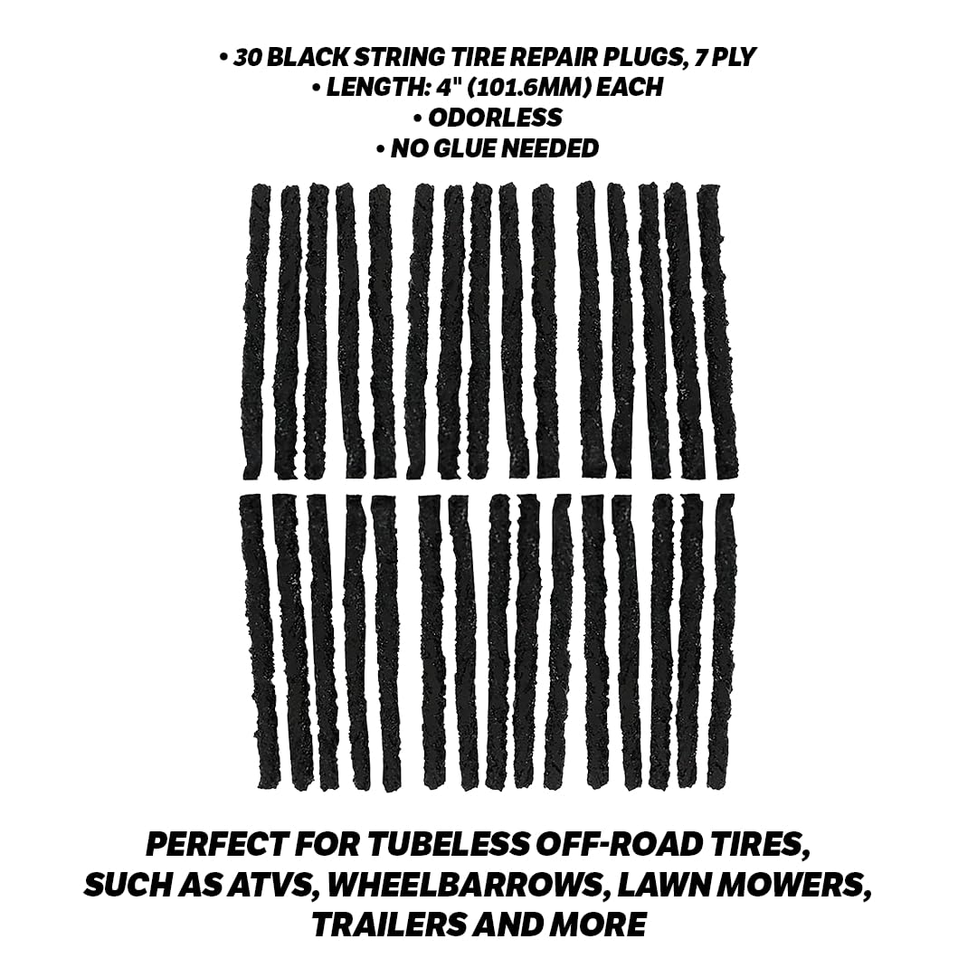 Slime 1031-A Tire Repair Plug Pack, Standard Heavy Duty Strings, for tubeless Off-Road Tires, Such as ATVS, wheelbarrows, Lawn mowers, Trailers, Pack of 30