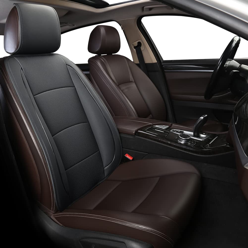 Edealyn 1Pcs Luxury Car Seat Backrest Protector Cover Car Interior Pu Leather Car Seat Cover Universal Anti-Slip Seat Cover (Black Backrest)