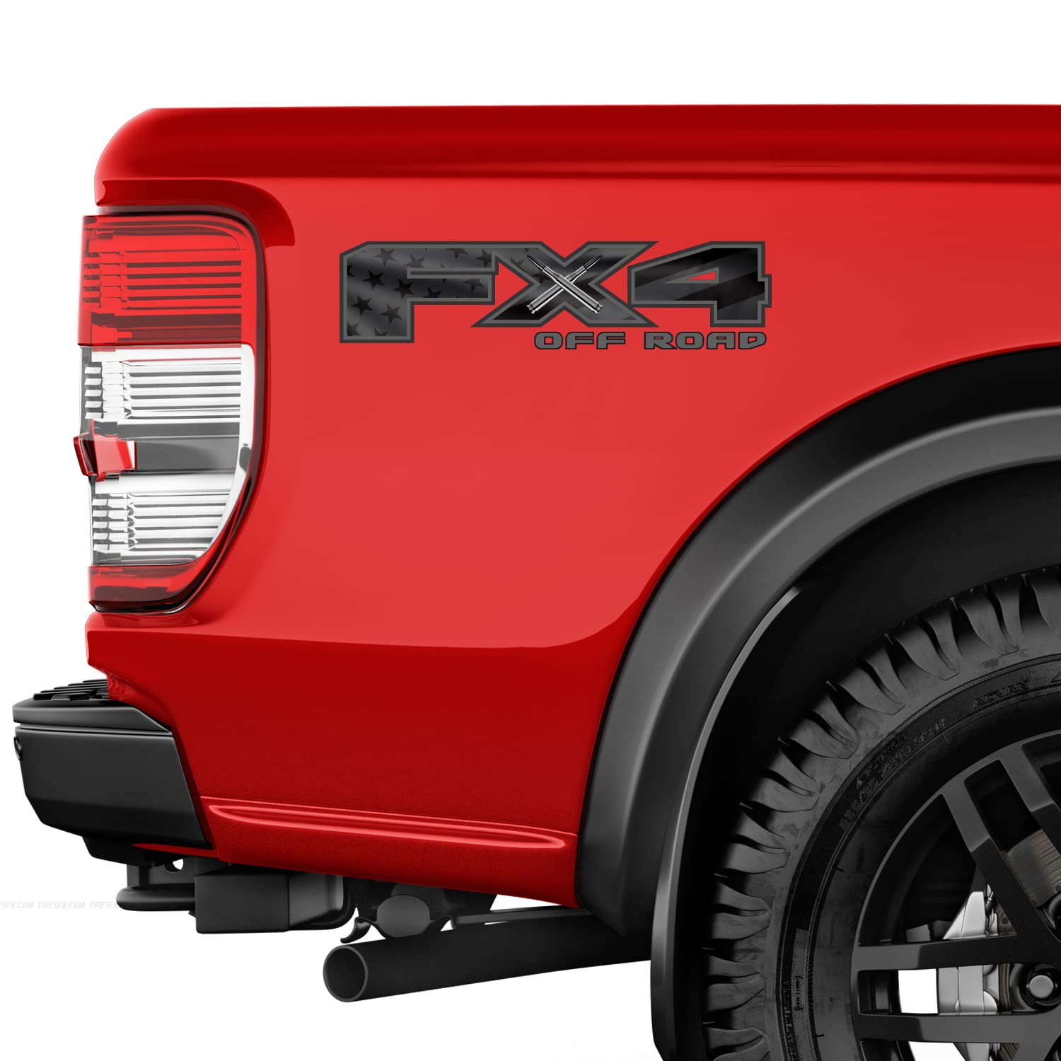 Fx4 Off Road Decal Replacement Sticker F 150 Bedside Emblem For 4X4 Truck Super Duty (Fx4 Off Road Decal Blk-Flag)
