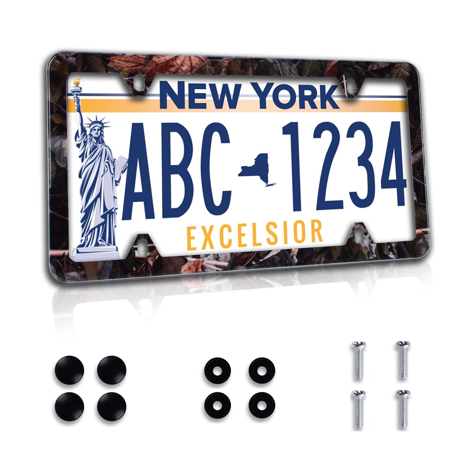 Realistic Forest Camouflage Camo Pattern License Plate Frame Stainless Steel Car License Plate Frame Accessory Car Plate Frame D