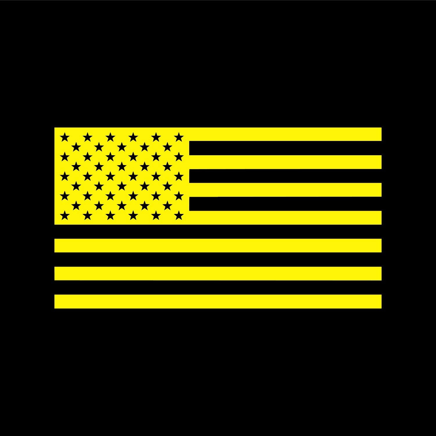 American Us Flag [Pick Color/Size] Vinyl Decal Sticker For Laptop/Car/Truck/Window/Bumper (3.5In X 2In, Matte Yellow)