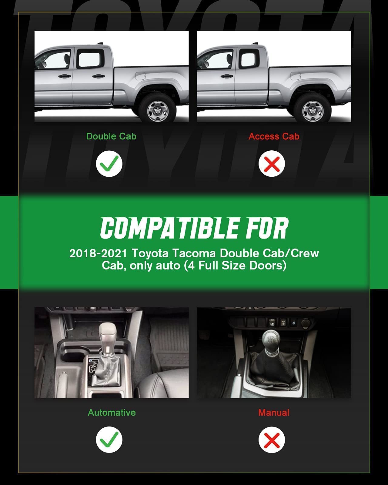 Viwik Floor Mats For Toyota Tacoma 2018-2024 Double Cab Only Auto, Tpe Rubber Car Mats All Weather Protection Custom Floor Liner