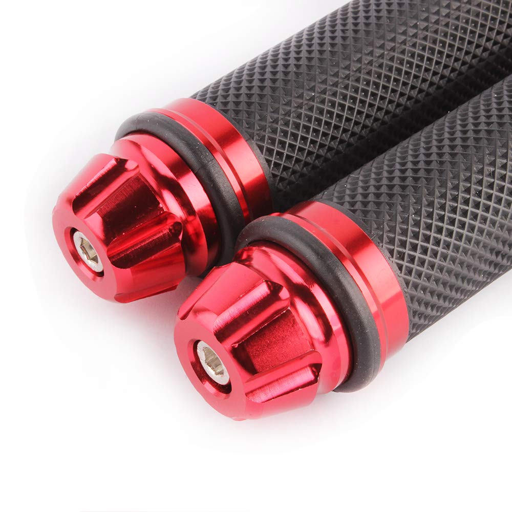 Motorcycle 7/8 '' Cnc Hand Grips Aluminum Rubber Gel Handlebar For Sport Bike(Red)