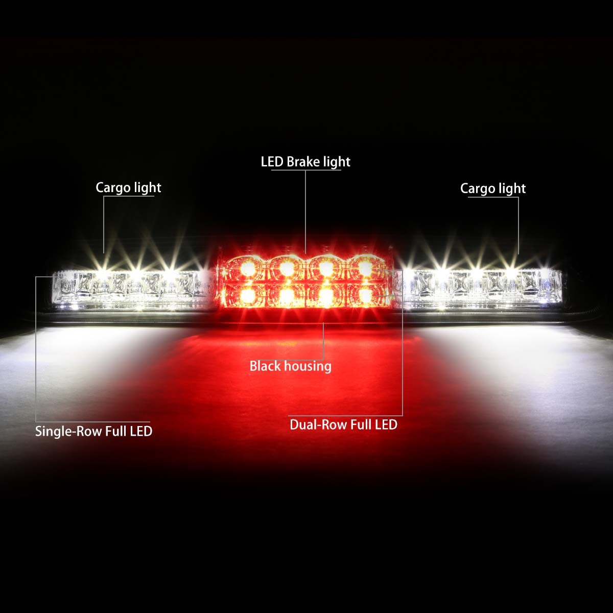 DNA MOTORING 3BL-GMC99-LED-CH Chrome Housing LED Third Tail Brake Light [Compatible with 1999-2007 Silverado 1500-3500& Classic