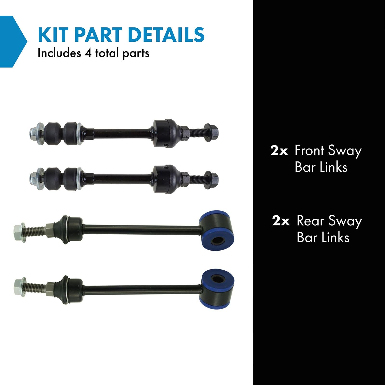 Trq Front & Rear Sway Bar Stabilizer Link Set Compatible With 2004-2007 Dodge Ram 1500