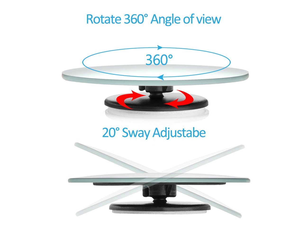 Liberrway Frameless Wide Angle Mirror - Adjustable Round Hd Glass Convex Rear View Mirror - 360 Rotate For Car, Suv & Trucks - S