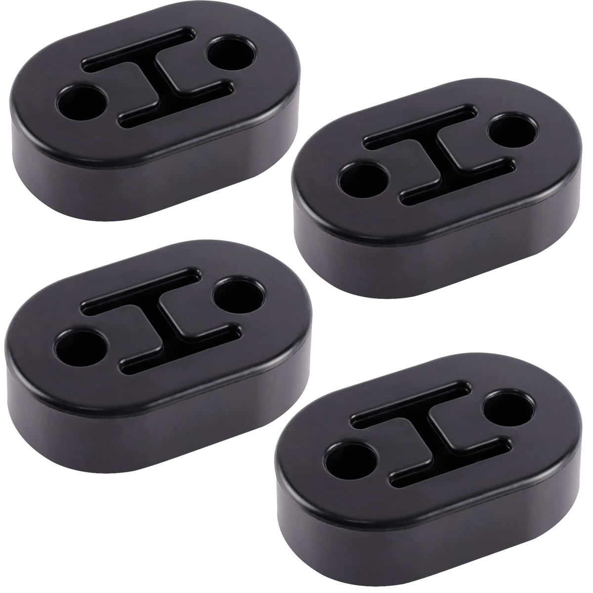 Singaro Rubber Exhaust Hanger, Muffler Exhaust System, Heavy Insulator Support Bushing Installation, 2 Holes 0.47 Inch, High-Density Tailpipe Damping Hanger (4Pcs Black)