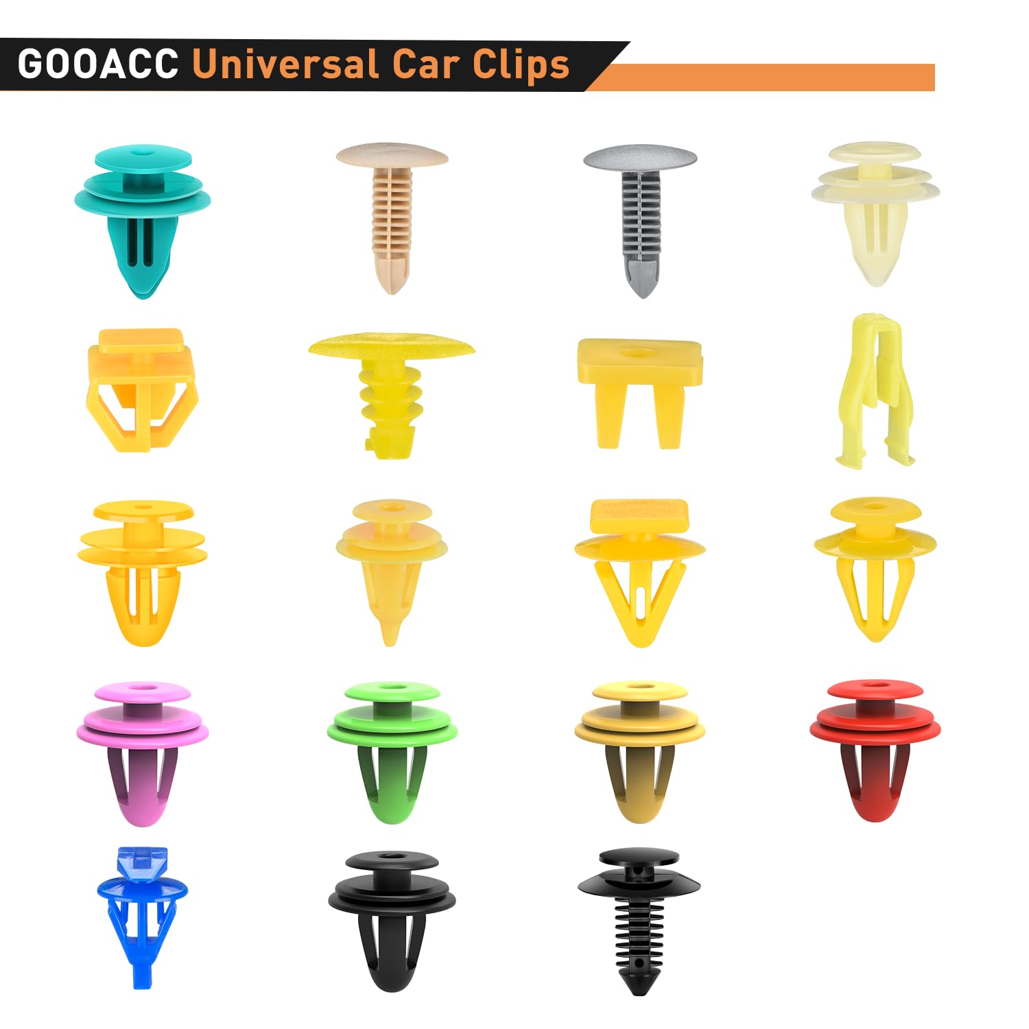 Gooacc 1001Pcs Universal Car Clips Mixed Auto Bumper Fender Trim Door Panel Shield Engine Cover Retainer Rivet Push Clips With F
