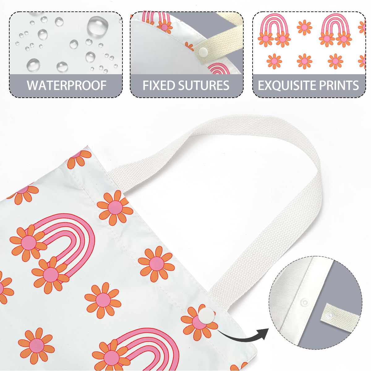 Boho Flower Rainbow Butterfly Sunflower Car Garbage Organizer - Waterproof Hanger for Vehicle Back Seat