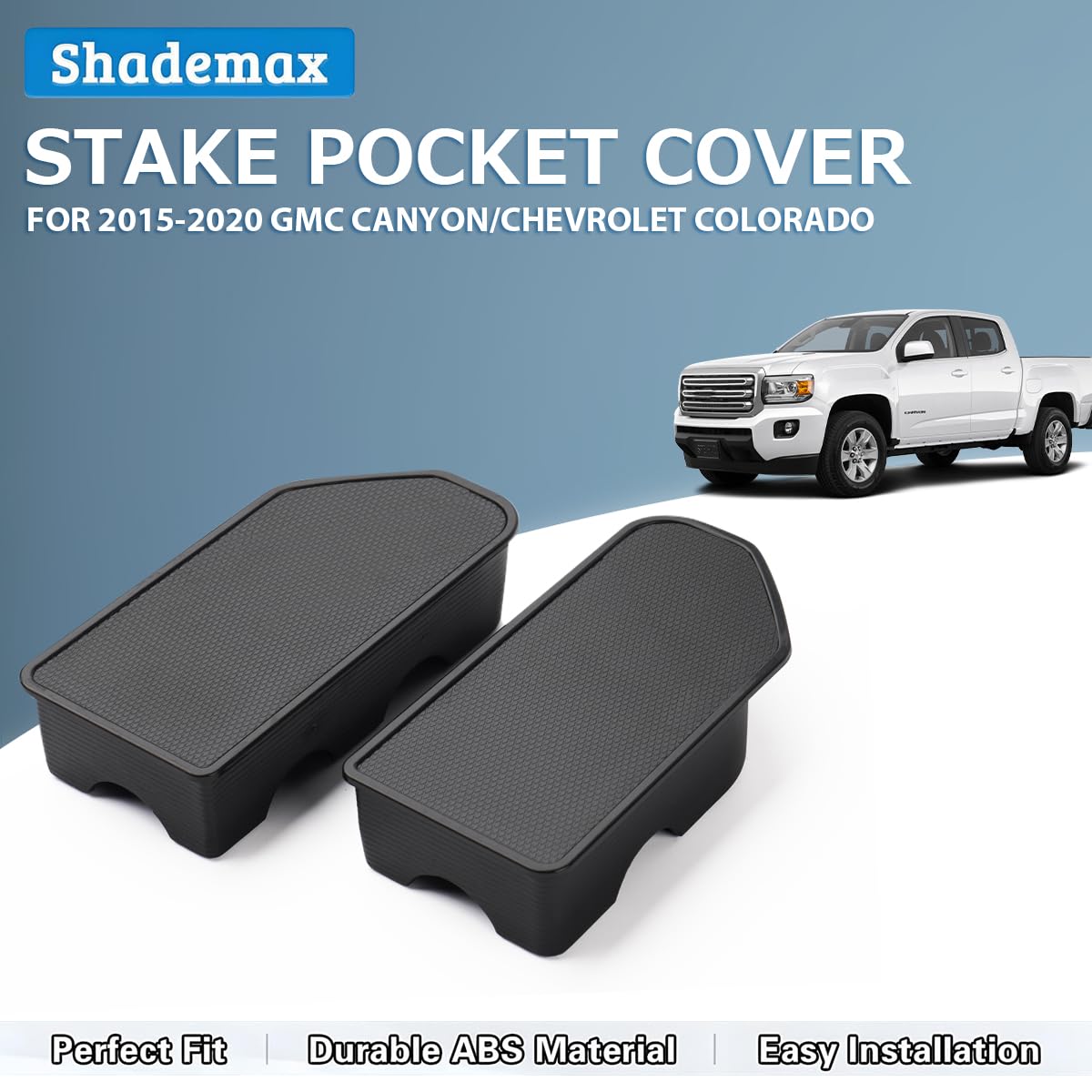 Shademax Stake Pocket Covers Custom Fit For 2015-2020 Gmc Canyon/Chevy Colorado Truck Bed Rail Hole Plugs Stake Pocket Caps Cove
