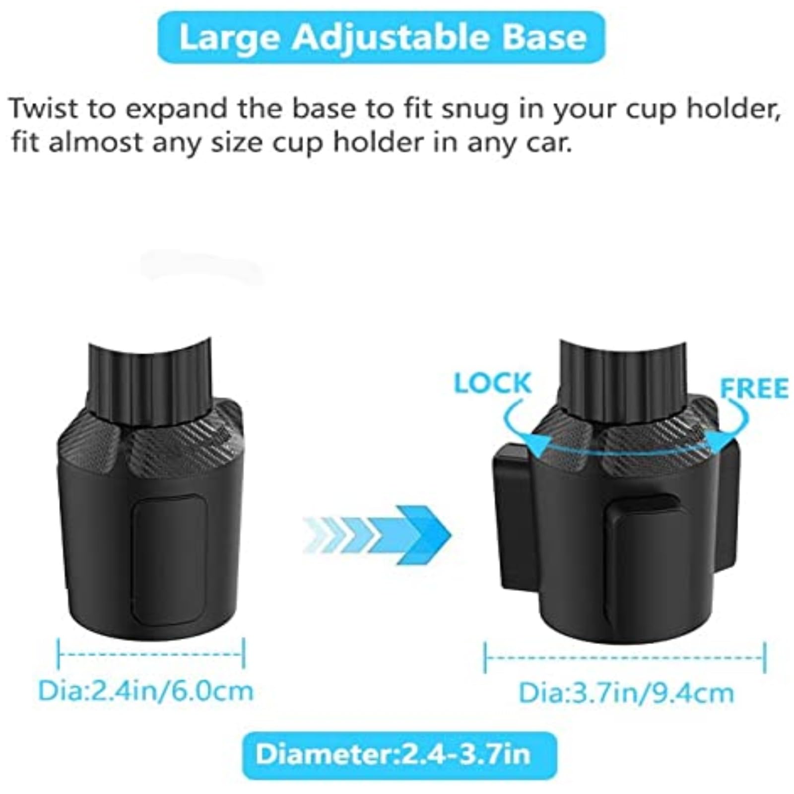 Kelofam Larger Cup Holder Tray, 10 inch Car Food Tray for Eating, Detachable 3 in 1 Car Cup Holder Expander and 360 Rotating Car