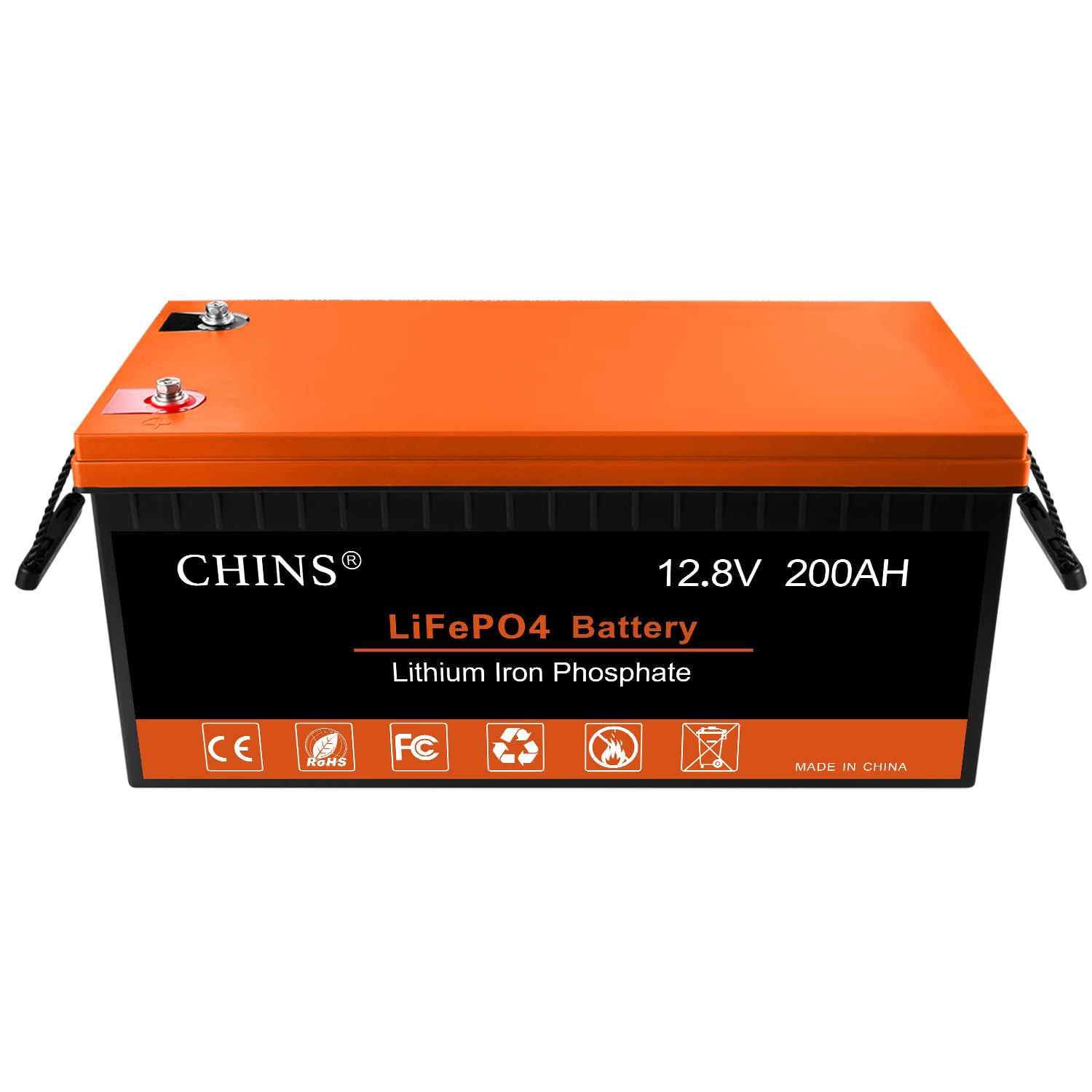 Chins Lifepo4 Battery 12V 200Ah Lithium Battery - Built-In 100A Bms With Low-Temp Protection, 2000~5000 Cycles, Perfect For Rv,