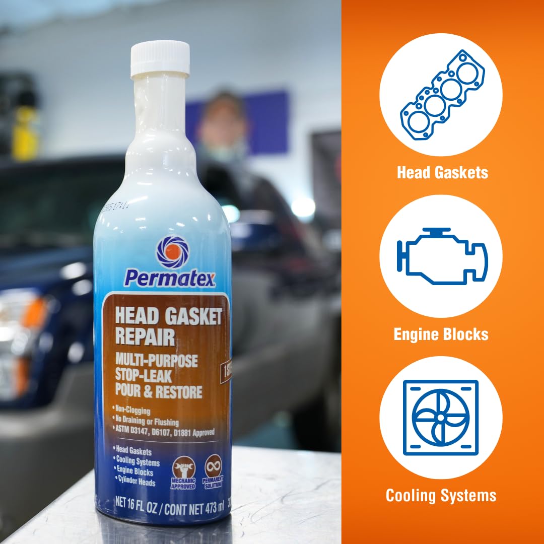 Permatex 30300 Head Gasket Repair - Multi-Purpose Stop-Leak, 16 Fl. Oz, Seals Head Gaskets While Preventing Future Leaks