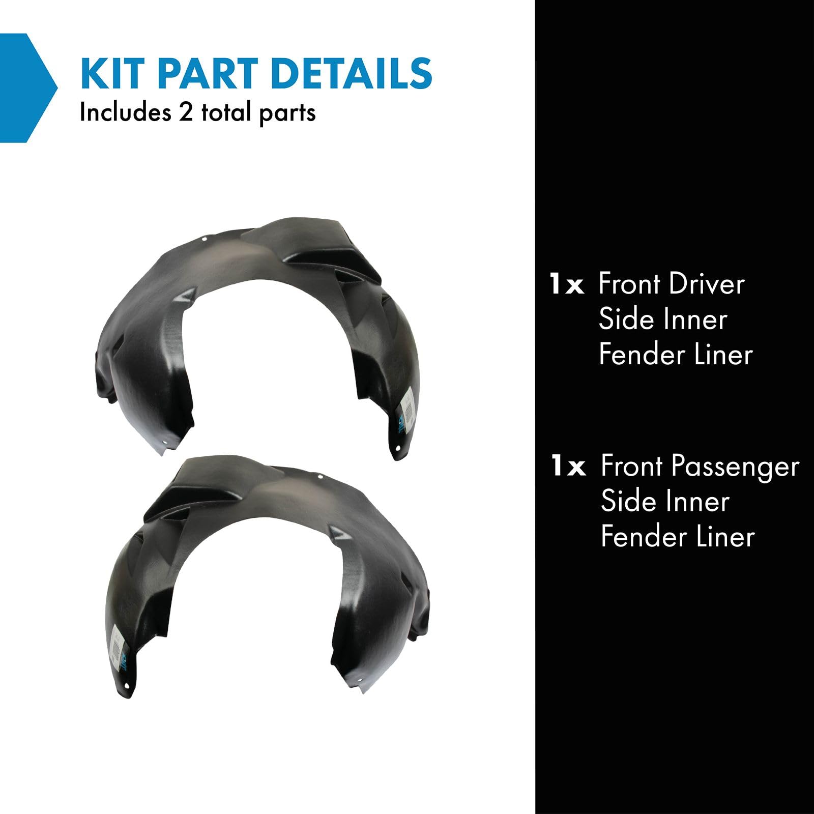 Trq Front Inner Fender Liner Set Compatible With 2005-2007 Jeep Grand Cherokee Ch1248127 Ch1249127