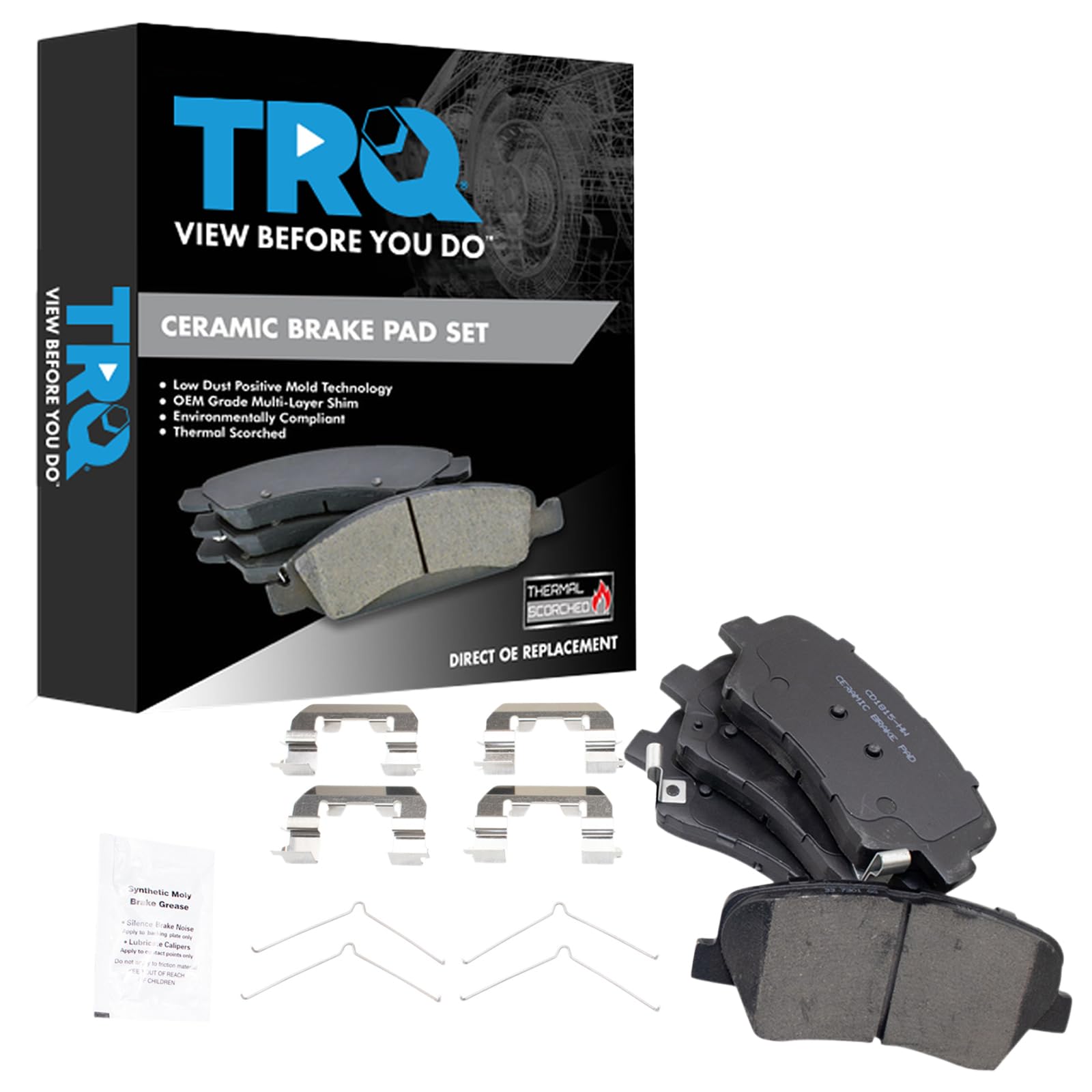 TRQ Front Brake Pads Ceramic Compatible with 2015-2017 Hyundai Azera 2017-2018 Santa Fe Sport 2015-2020 Kia Sorento