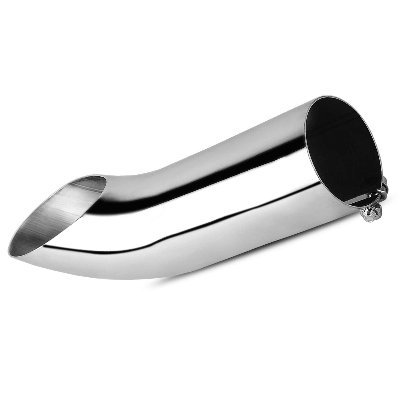 AUTOSAVER88 3 Inch Turn Down Exhaust Tip, 3' Inlet 3' Outlet 12' Overall Length Chrome-Plated Stainless Steel Diesel Exhaust Tail Tip, Fits 3-inch Outside Diameter Tailpipe, Turndown Design, Bolt On