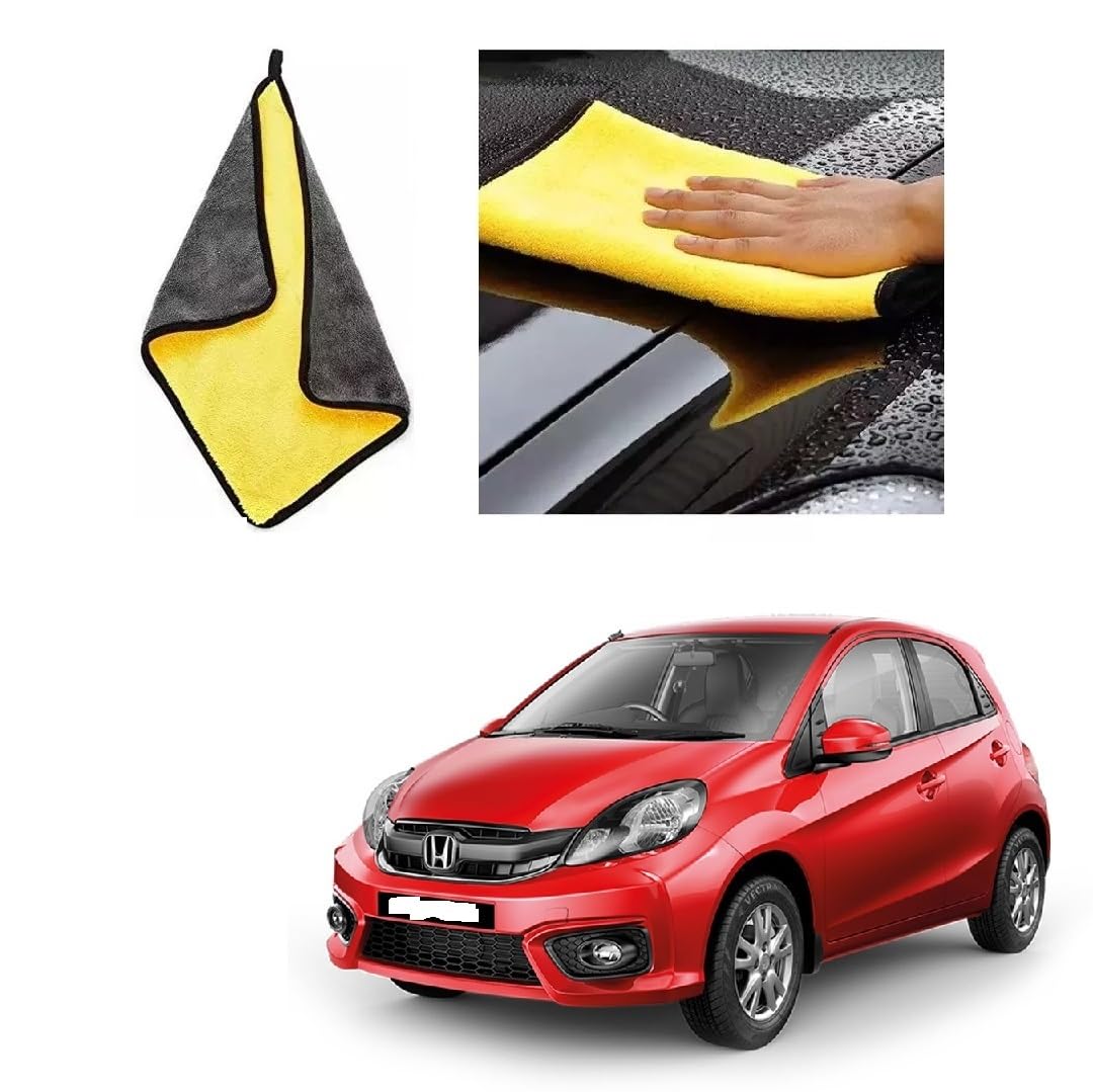 Car Cleaning and DetailingDual Sided Microfiber Cloth 600 GSM 40cm x 40cm (Pack of 2) Suitable for Brio