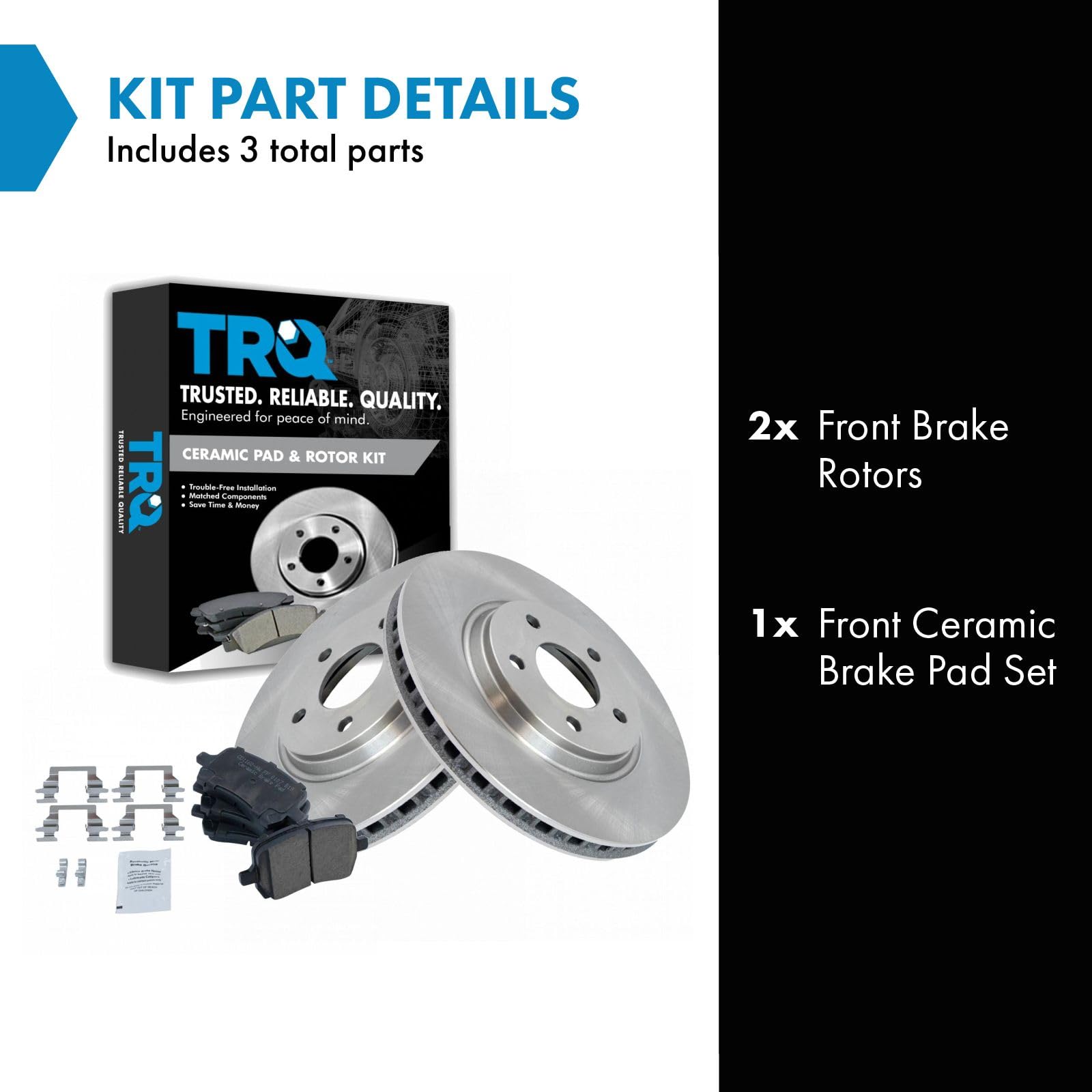 Trq Front Brake Pad & Rotor Kit Brake Pads Brake Rotor Ceramic Compatible With 2005-2007 Chevrolet Cobalt 2008-2010 Hhr 2004-201