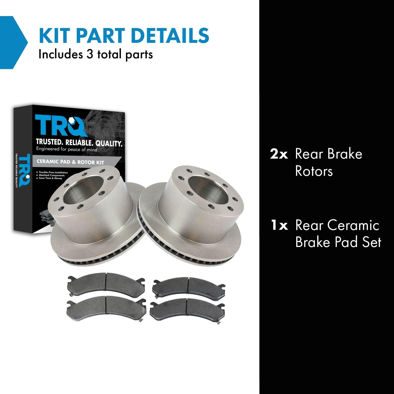 Trq Dually Rear Brake Rotor & Ceramic Metallic Pad Set For 03-10 Express Savana Van