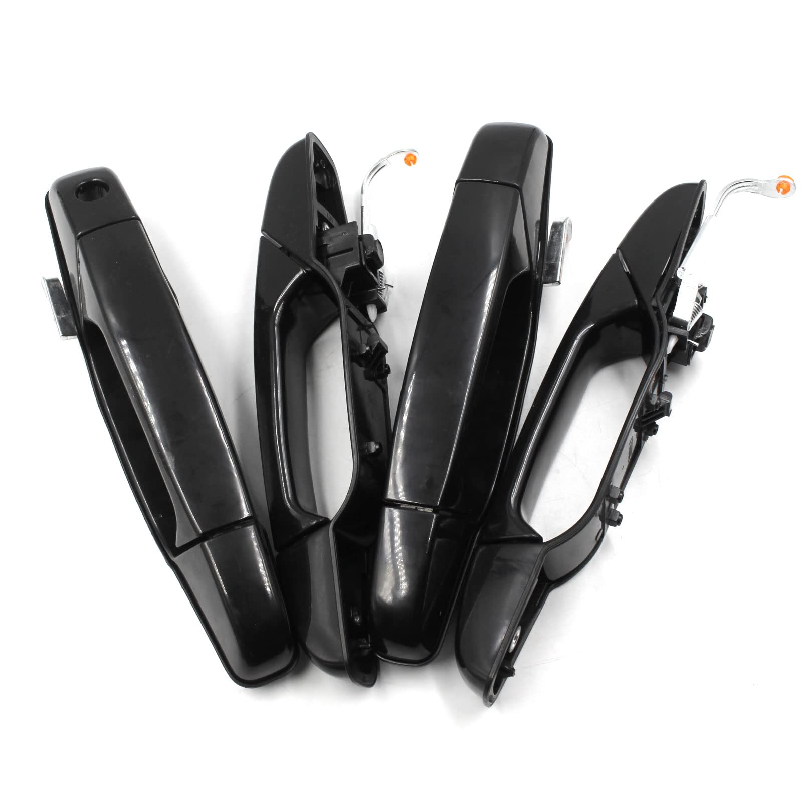 Exterior Black Outside Door Handle 4Pcs Front Rear Driver & Passenger Fits 2007-2014 Cadillac Escalade Chevy Avalanche Silverado Suburban Gmc Sierra Yukon Replace 20828258 22738721 25960525 22738722