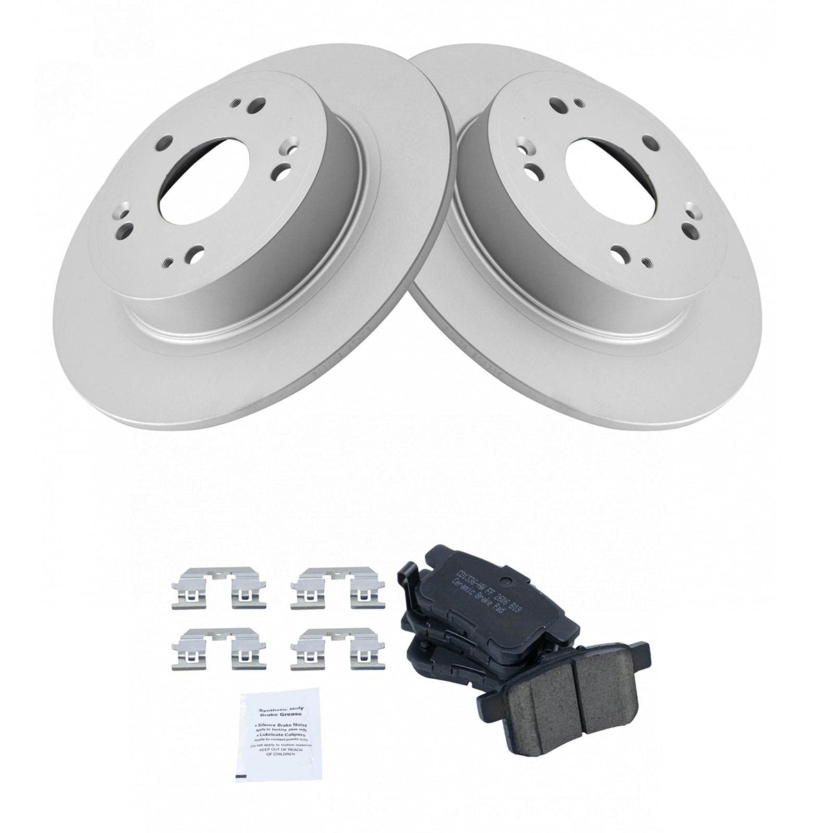 Trq Rear Brake Pad & Rotor Kit Brake Pads Brake Rotor Ceramic Solid Premium G-Coated Compatible With 2009-2014 Acura Tsx 2008-20