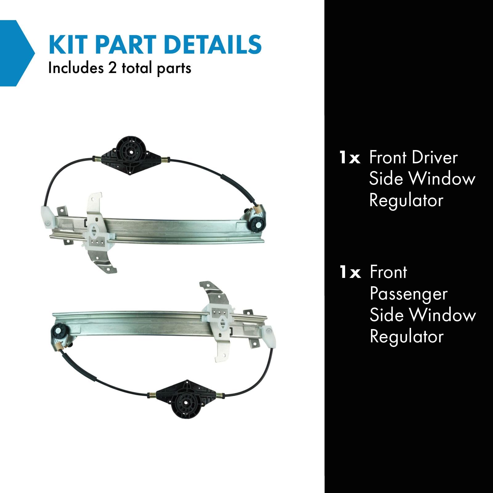 Trq Front Power Window Regulator Set Compatible With 1994-1997 Lincoln Town Car Fo1350108 Fo1351108