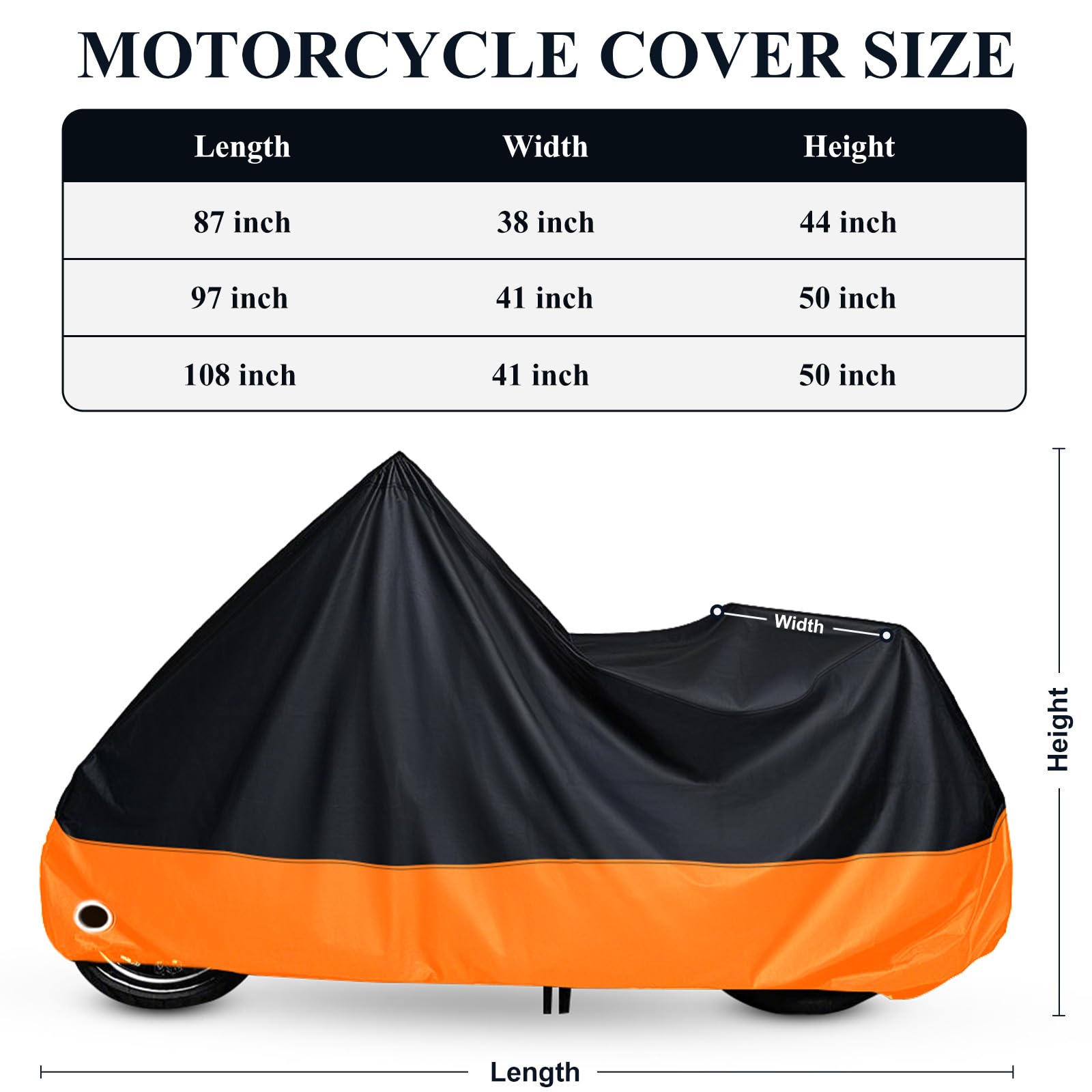 Xyzctem Motorcycle Cover Waterproof Outdoors, All Weather Protection Vehicle Accessories, Sunproof Windproof, Dustproof, Fit For
