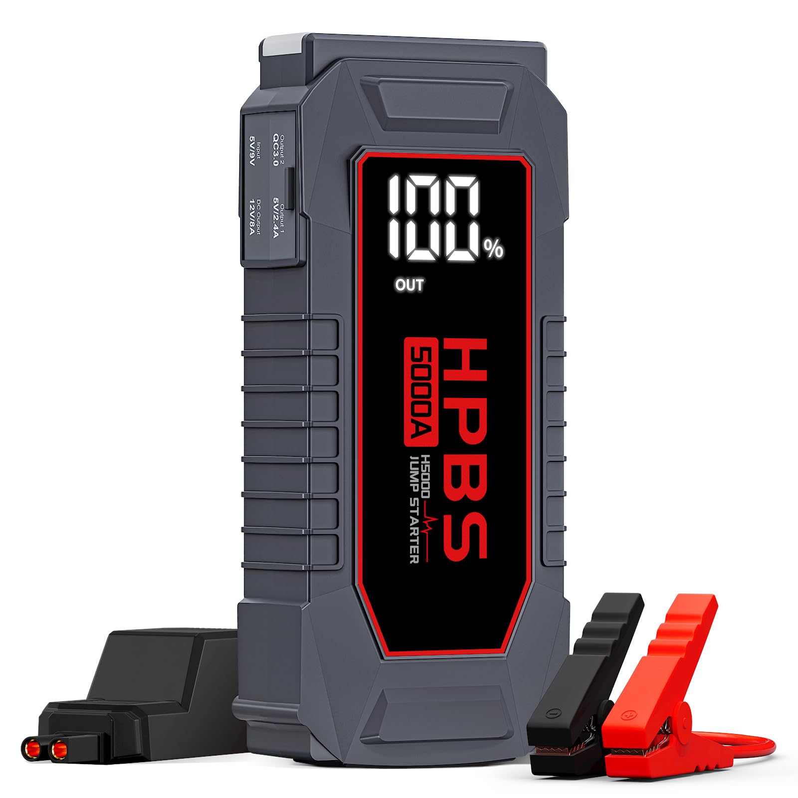 Hpbs Car Jump Starter - 5000A Peak Jump Starter Battery Pack For Up To All Gas And 10.0 L Diesel Engines, 12V Portable Battery J