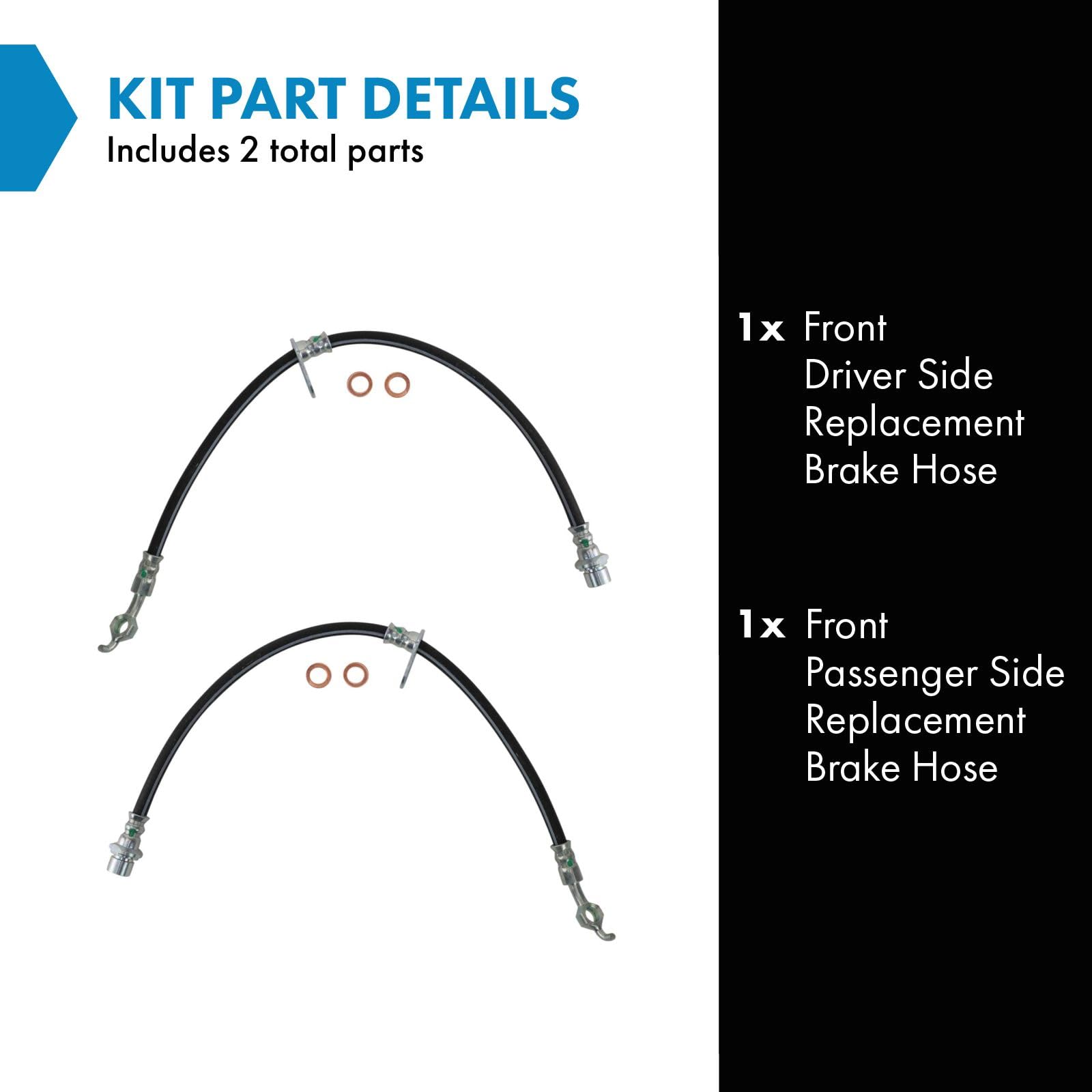Trq Front Brake Hose Set Compatible With 2004-2013 Mazda 3 2006-2015 5