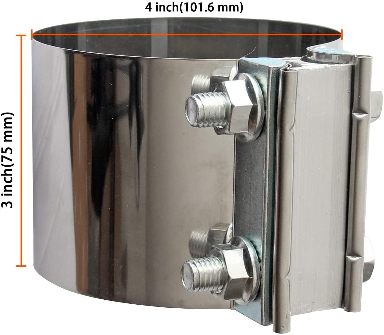 Exhaust Band Clamps 4 Inch Butt Joint Exhaust Pipe Muffler Band Clamp 304 Stainless Steel(4 Pack 4 '' Butt Lap Joint Exhaust Cla