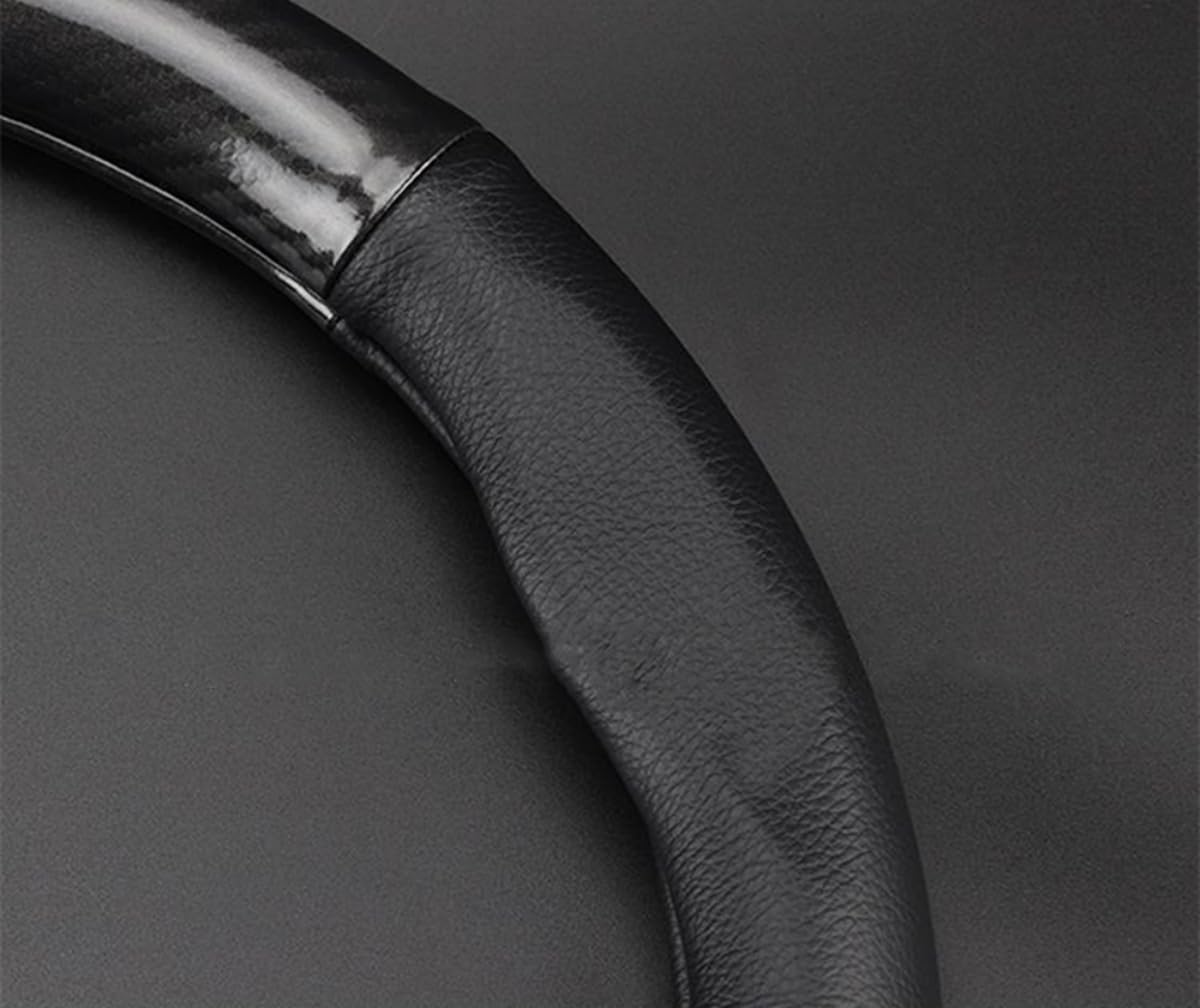 Zhol Steering Wheel Cover, Universal 15 Inch Fashion Sport Microfiber Leather Carbon Fiber Auto Car Steering Wheel Cover For Men, Anti-Slip Car Interior Accessories, Black