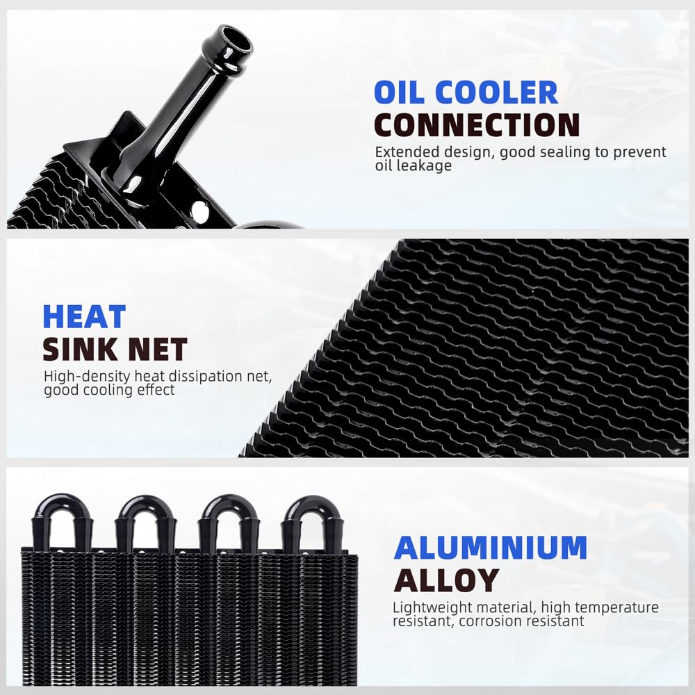 Bartoo Universal 5/16'' Transmission Oil Cooler Kit, Aluminium Alloy 8 Pass Tube And Fin Oil Cooler Kit (Black)