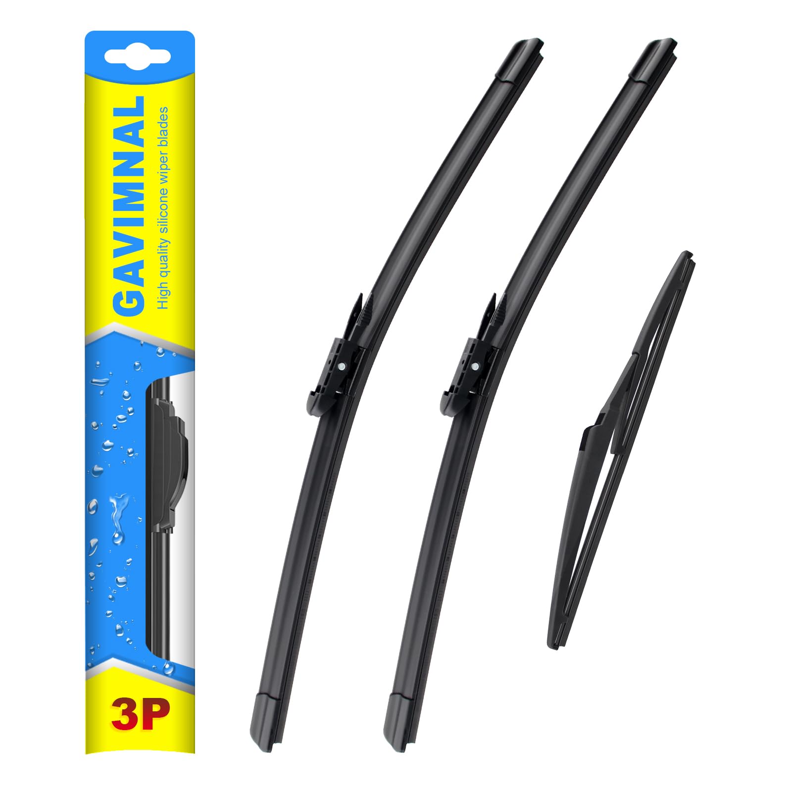 Gavimnal 20''+20''+12'' Silicone Wiper Blades Replacement For Ford Escape 2008-2012,All-Season Front Rear Windshield Wiper Blade
