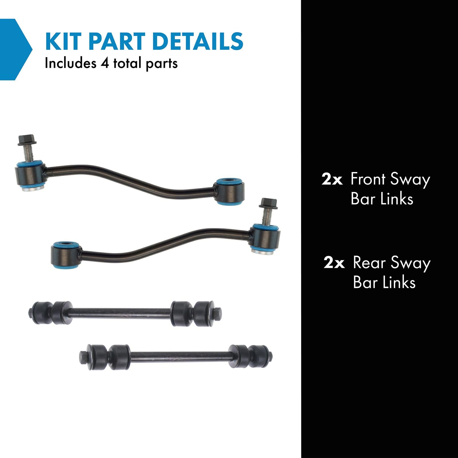 Trq Front & Rear Sway Bar Stabilizer Link Set Compatible With 2001-2005 Ford Explorer Sport Trac
