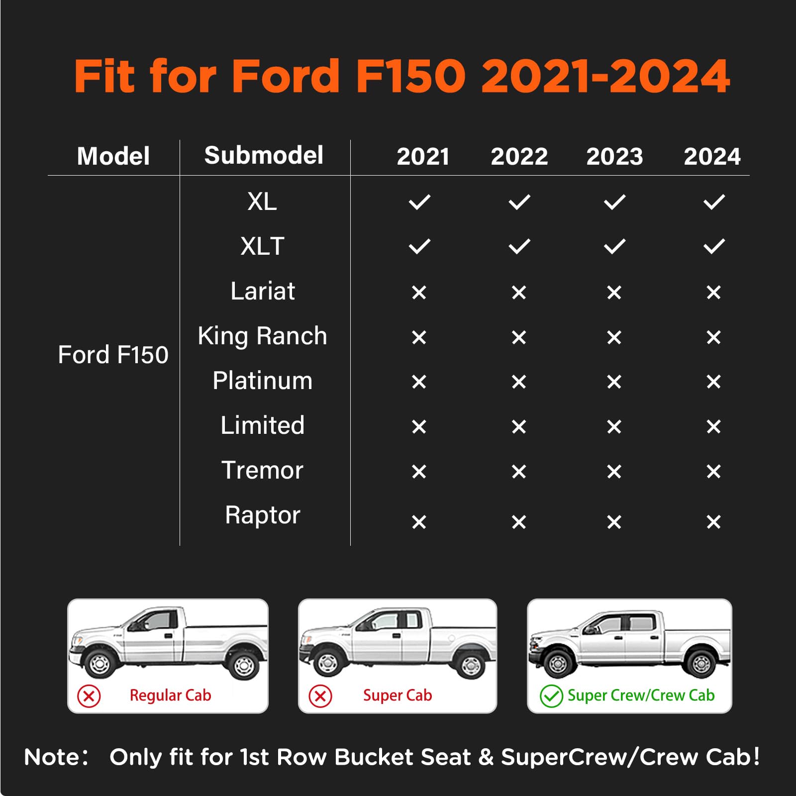 Super Cover for Ford F150 Seat Covers, Full Covered for 2015-2024 Waterproof Leather Seat Covers,for Ford F150 Truck Accessories