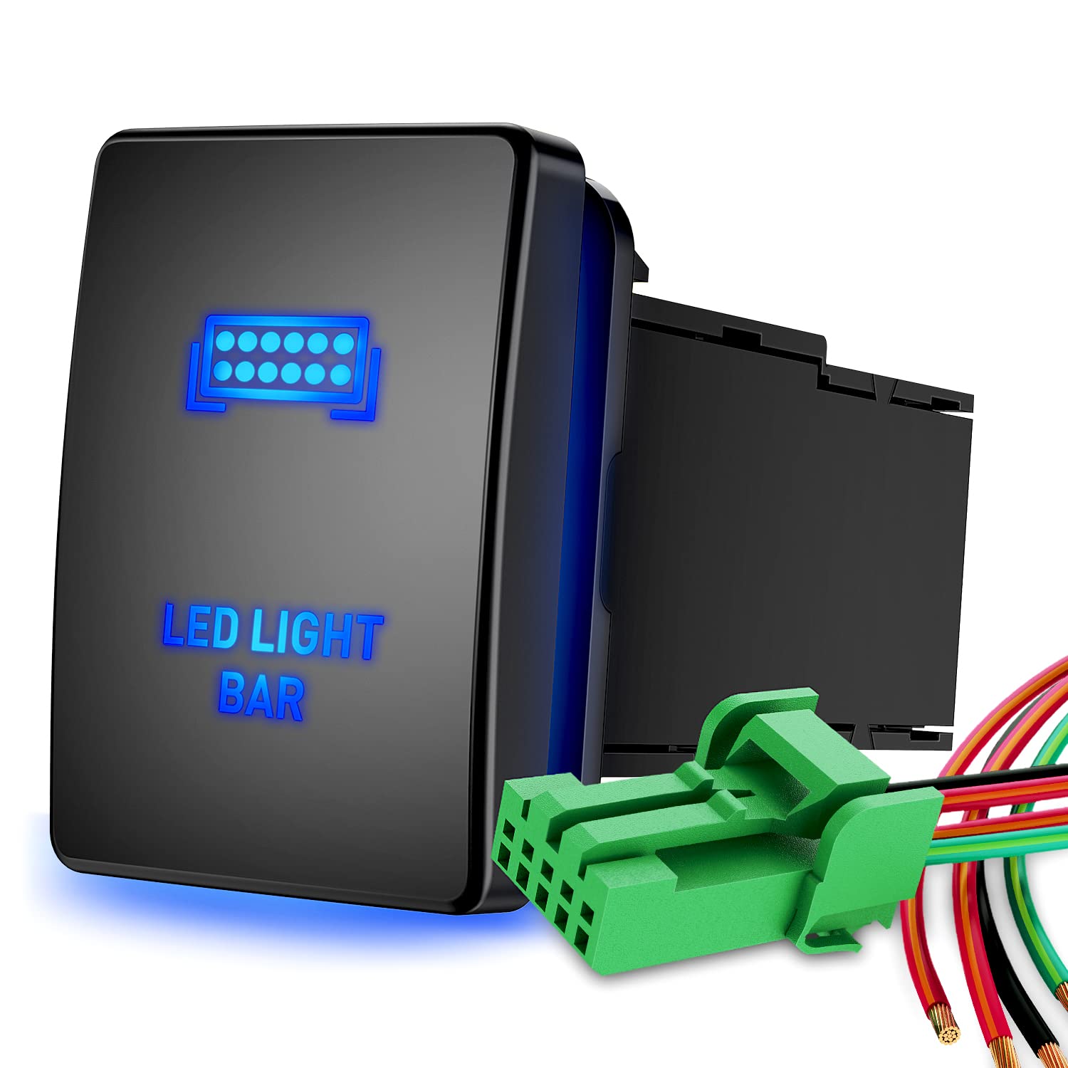 Nilight LED Light BAR Push Button Switch 12V ON Off with Connector Wire Kit 1.28'' x 0.87'' Replacement for Toyota Sequoia Highl