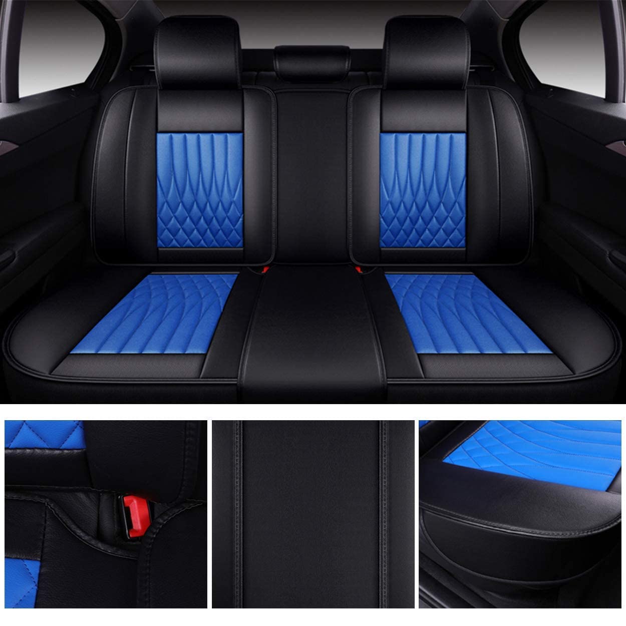 Freesoo Car Seat Cover Leather, Waterproof Seat Covers Full Set Automotive Cushion Universal Fit 5 Seats Sedan Suv Pick-Up Truck