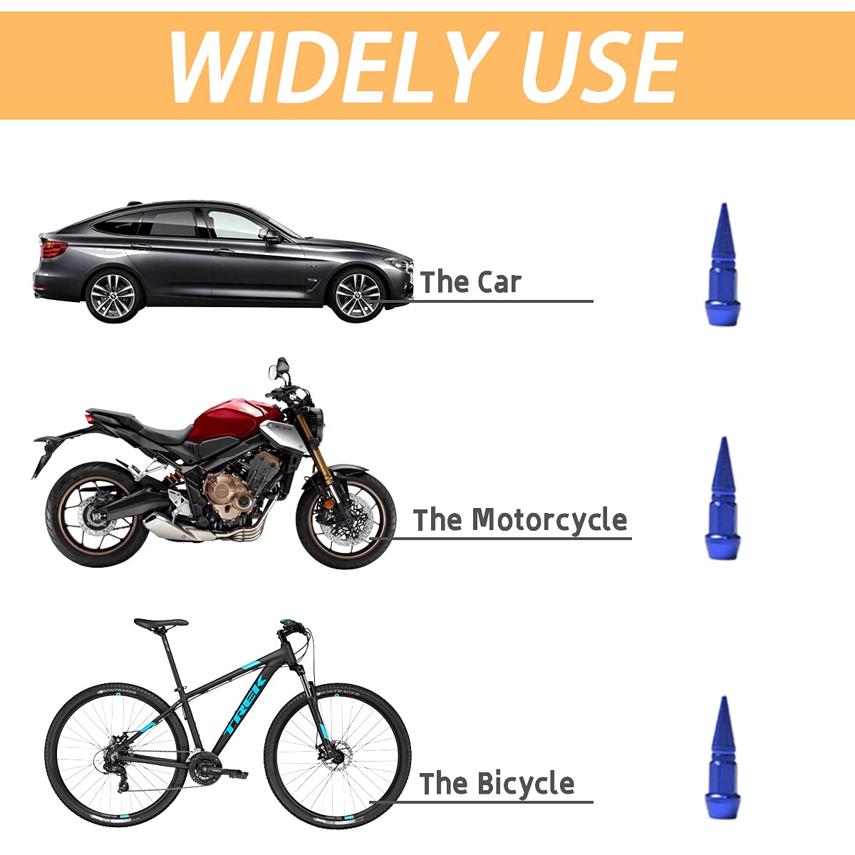 Car Wheel Tire Valve Caps, 4 Pack Spiked Aluminum Valve Stem Caps, Attractive Dustproof Car Accessories, Universal For Most Vehi