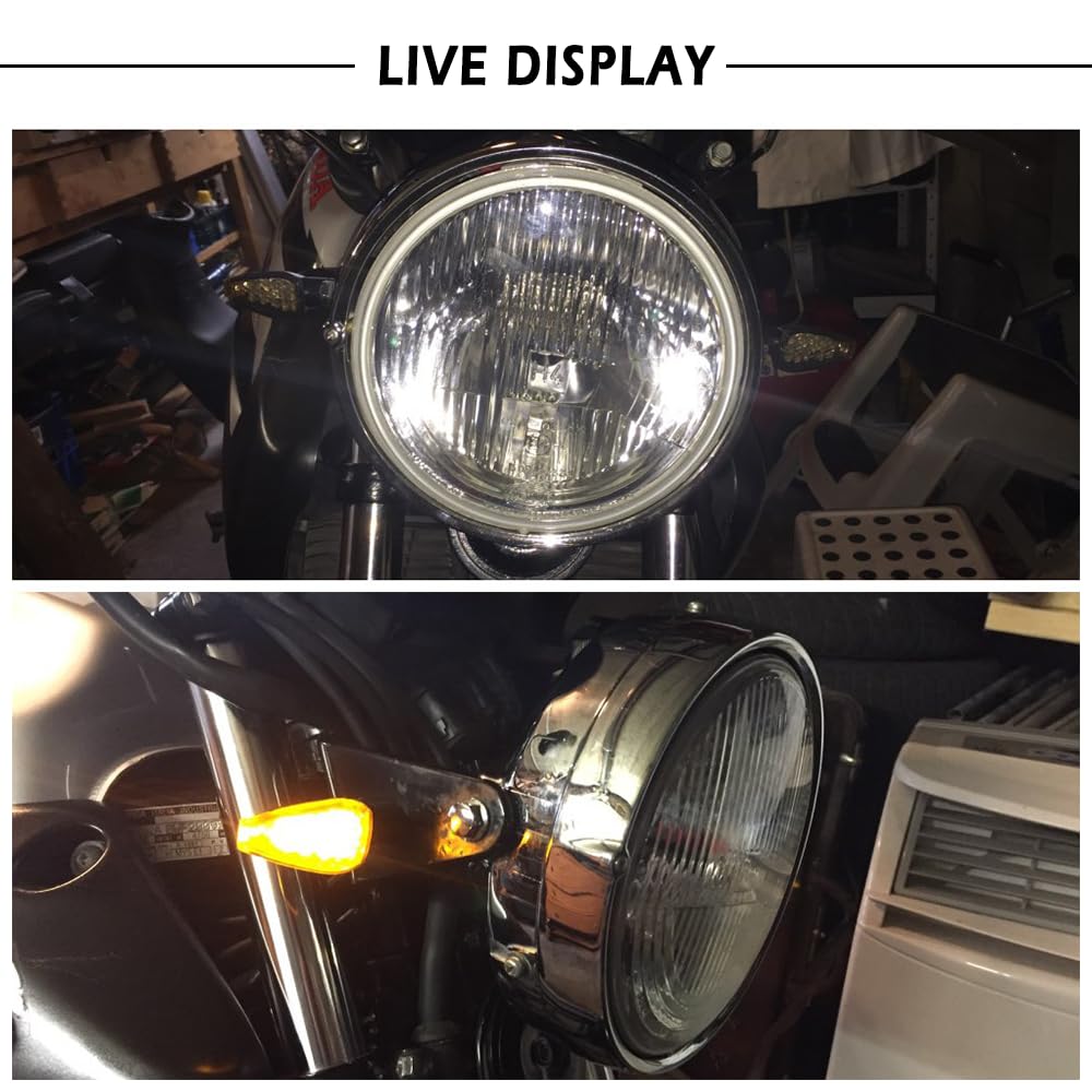 4Pcs Motorcycle Turn Signals - 14Led 12V Bright Amber Lamp Motorcycle Blinkers - Front/Rear Universal Motorcycle Turn Signal Lig