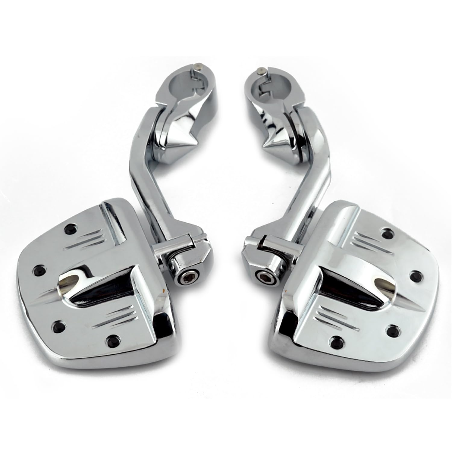 1.25'' Motorcycle Highway Pegs, Adjustable Bracket Foot Pegs For Motorcycle With 1-1/4'' Engine Guard/Crash Bar, Motorcycle Foot