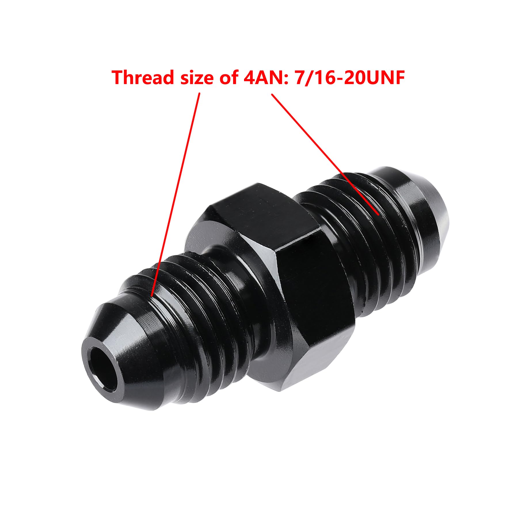 Ucreative 4AN to 4AN Male Flare Coupler Union Straight Fuel Hose Fitting Black (2PCS)