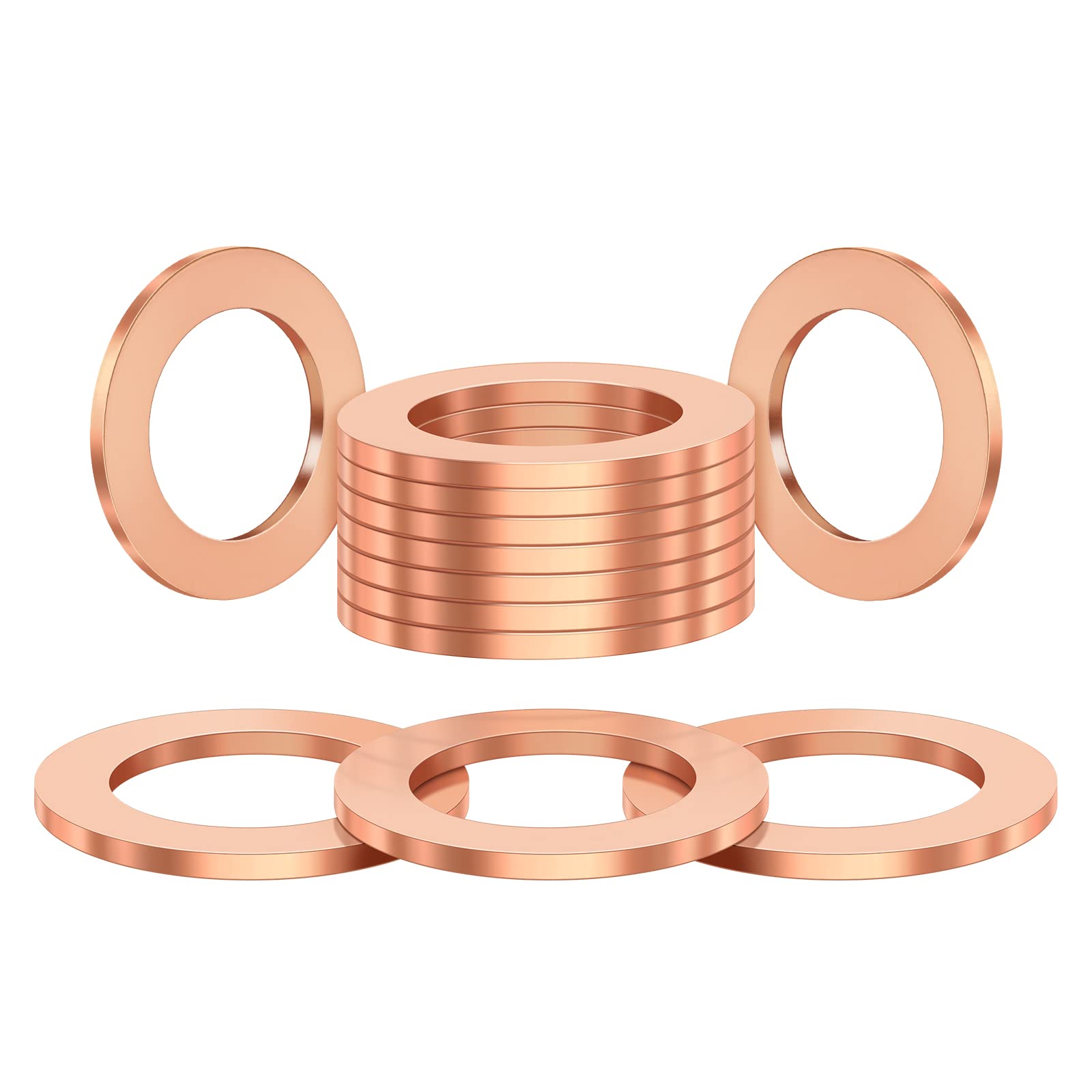 Deefill (20Pcs) M14 Red Copper Oil Drain Plug Crush Washers Gasket Seal Ring