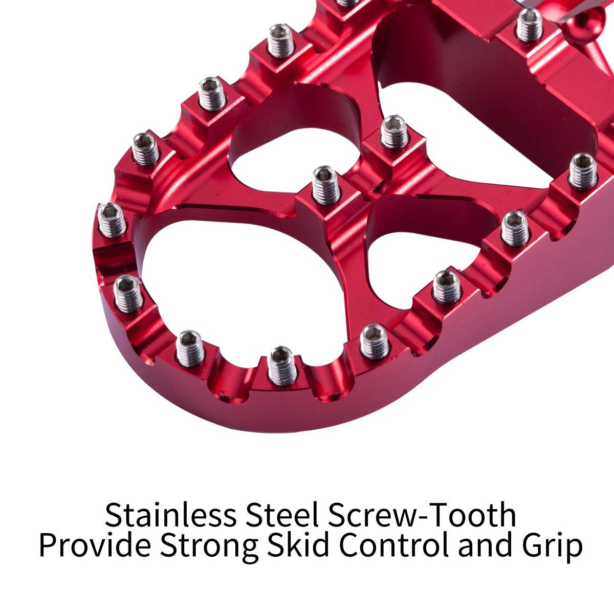 Hopider Cnc Wide Foot Pegs Mx Compatible With Cr125/250 02-07, Crf150R 07-19, Crf250R 04-19, Crf250X 04-19, Crf450R 02-19, Crf450Rx 17-19, Crf450X 05-19 Crf250L/M 12-18, Crf250Rally 17-18,Red