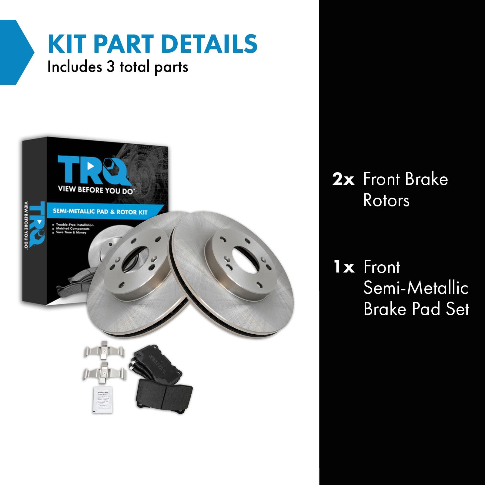 Trq Front Brake Pad & Rotor Kit Brake Pads Brake Rotor Semi-Metallic Compatible With 2017-2019 Honda Civic