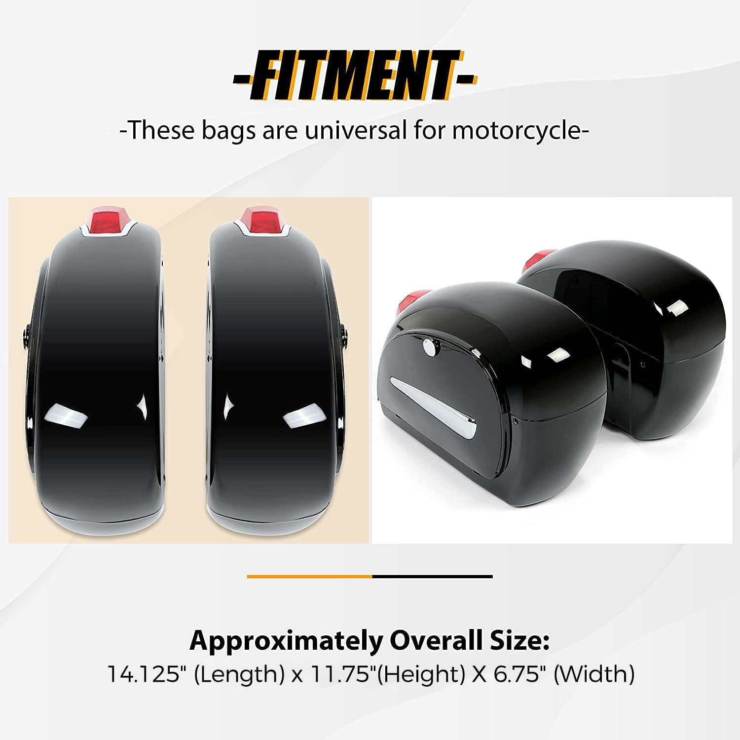 ECOTRIC Motorcycle Saddlebags W/Lock & Lights 36L Pair Compatible with Honda Yamaha Harley Sporster Softail Suzuki Kawasaki Univ