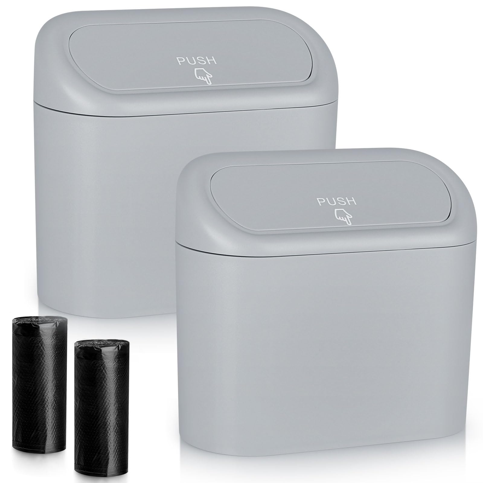 Accmor Car Trash Can With Lid, 2 Pack Mini Vehicle Trash Bin, Mini Car Dustbin Garbage Organizer Holder With Trash Bag, Hanging